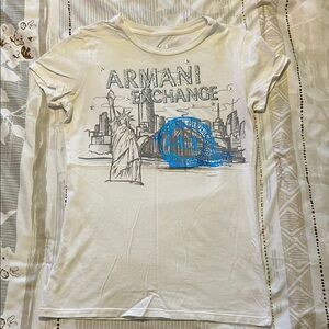 Armani Exchange White T-Shirt with Blue Graphic
